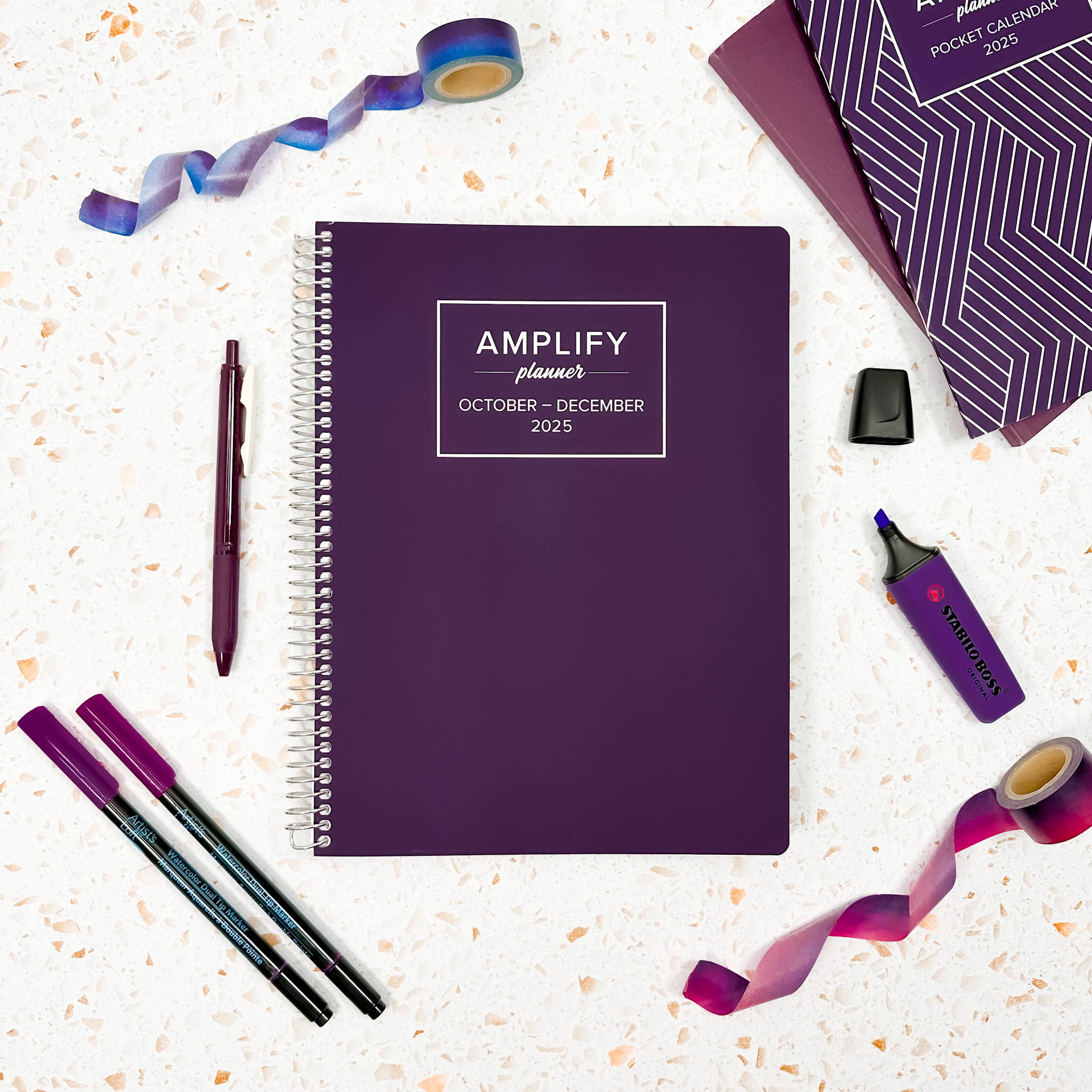Q4 October-December Daily Amplify Planner in a dark purple color