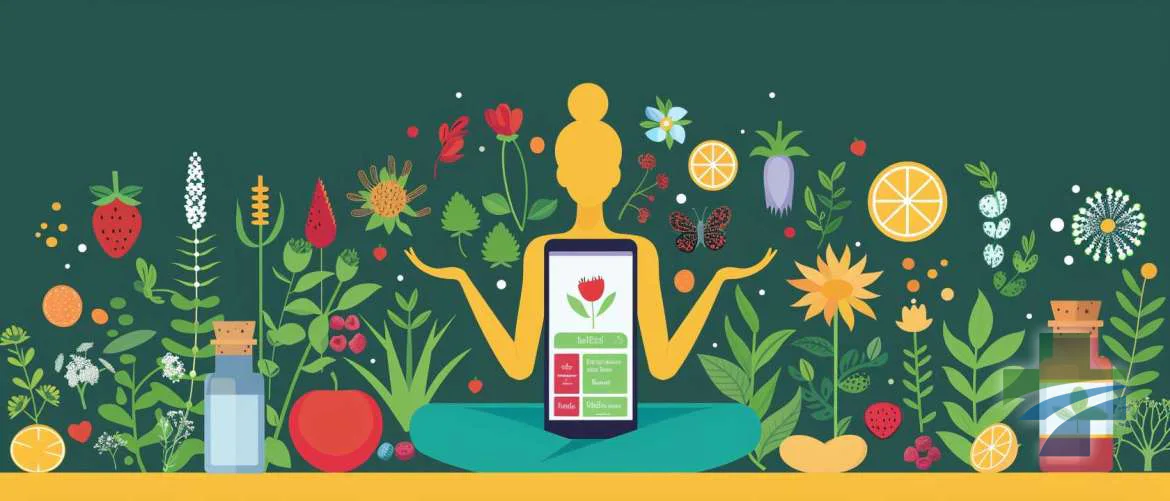 Illustration of tech and holistic health blending seamlessly.
