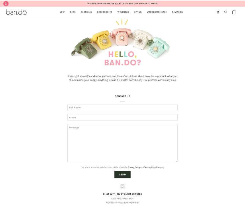 Bando example of the contact form