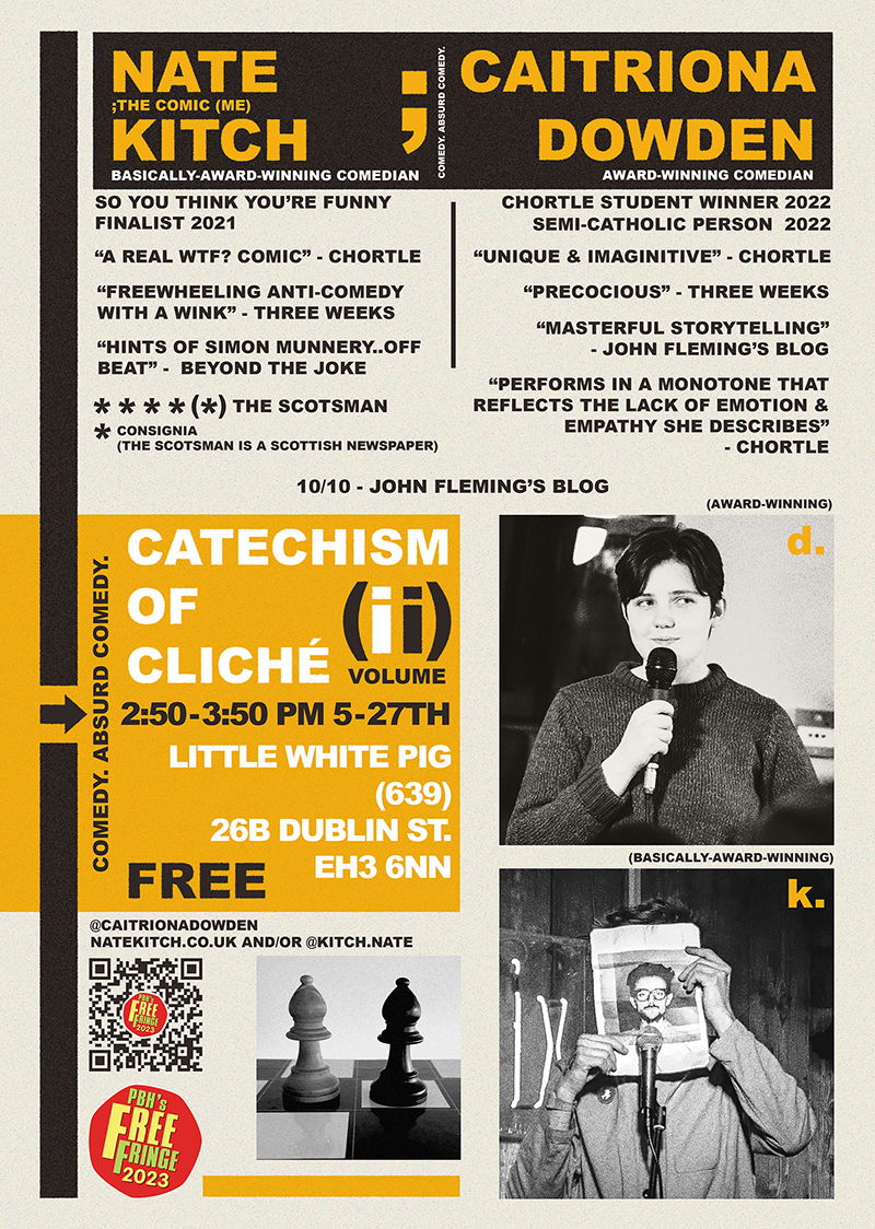 The poster for Nate Kitch & Caitriona Dowden's Catechism Of Cliché; (Vol. II)
