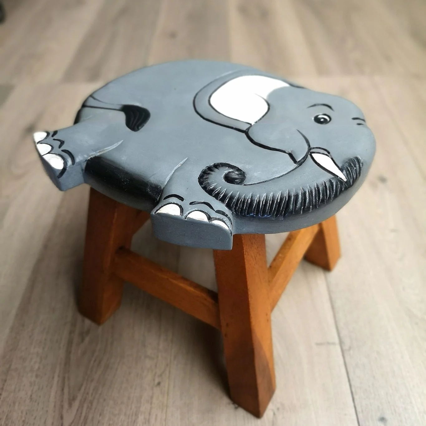 Kids Chair Wooden Stool Animal ELEPHANT Theme Children’s Chair and Toddlers Stepping Stool