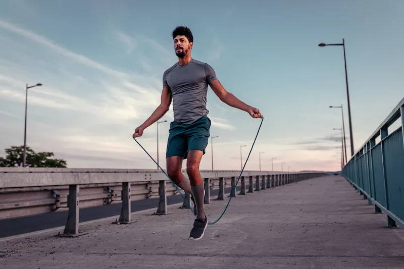 Athlete Jumping with Rope