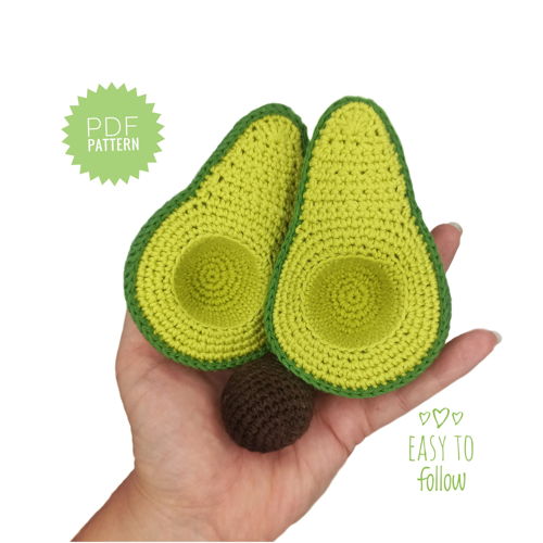 ABACATE padrão de crochê PDF - Amigurumi Toy Crochet Play Food Soft Toy Pattern Vegetables Food Pattern Easy Crochet Pattern Tutorial