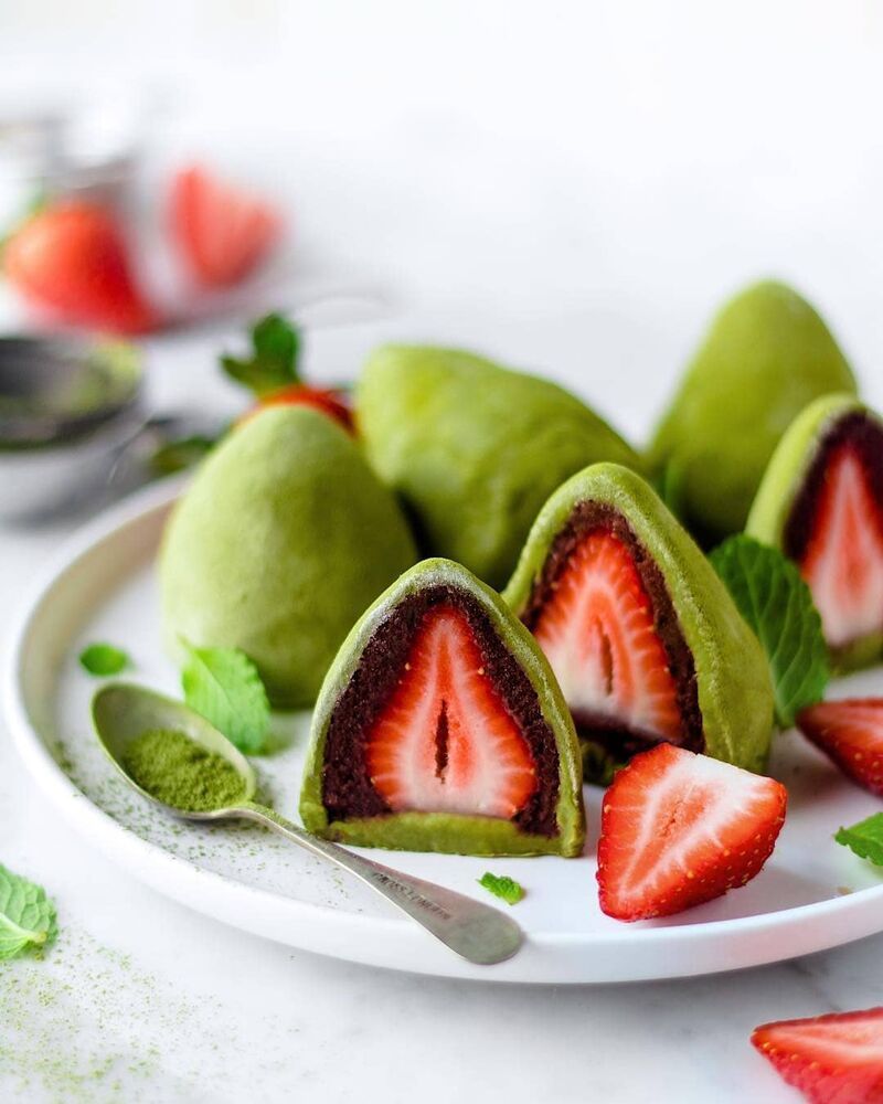 Strawberry Red Bean Matcha Mochi Recipe