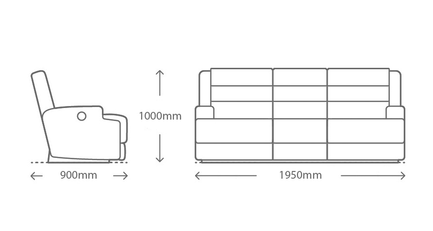 edison 3 seater recliner lounge suite size