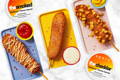 All three topping options for Spero Foods' vegan Korean style corn dog recipe, ready to eat.