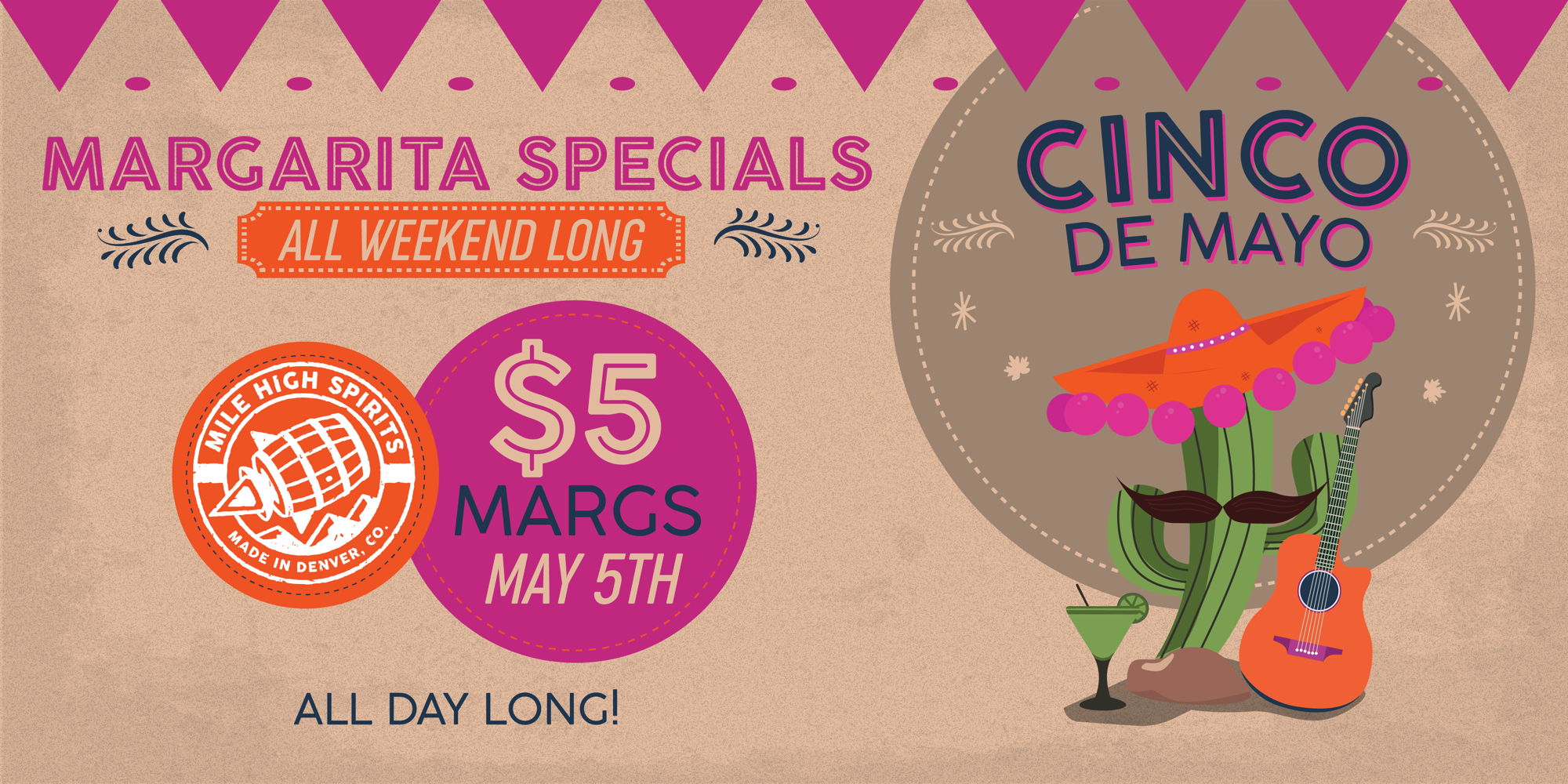 $5 Margs at Mile High Spirits - Cinco de Mayo promotional image