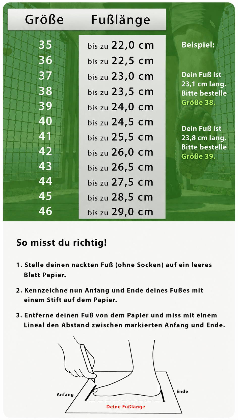 Größentabelle