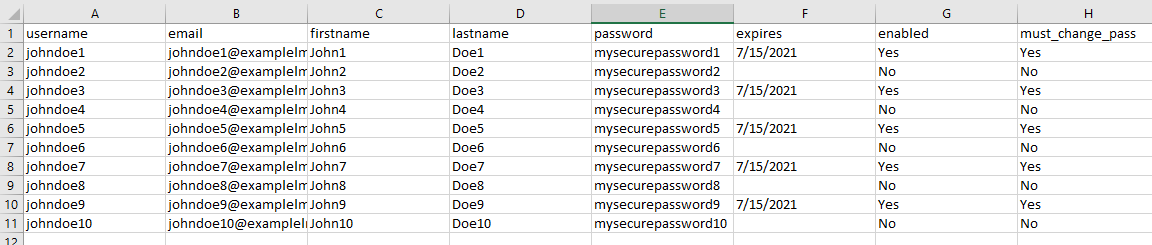 Upload users by batch CSV file