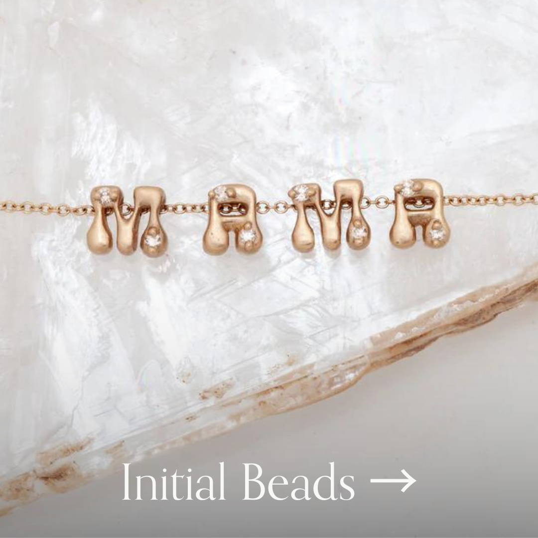 letter alphabet bead charms in 14k gold and diamonds