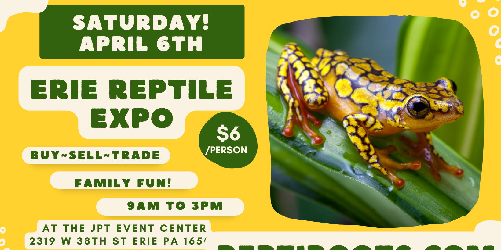 Erie Reptile Expo April 6th 2024 promotional image