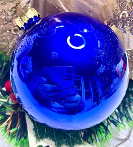 Dark Blue Shiny Glass Bauble 80mm