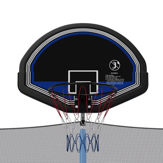 Large 14 Foot Kids Outdoor Fitness Oval Jump Bounce Trampoline With Net And Basketball Hoop For Adults