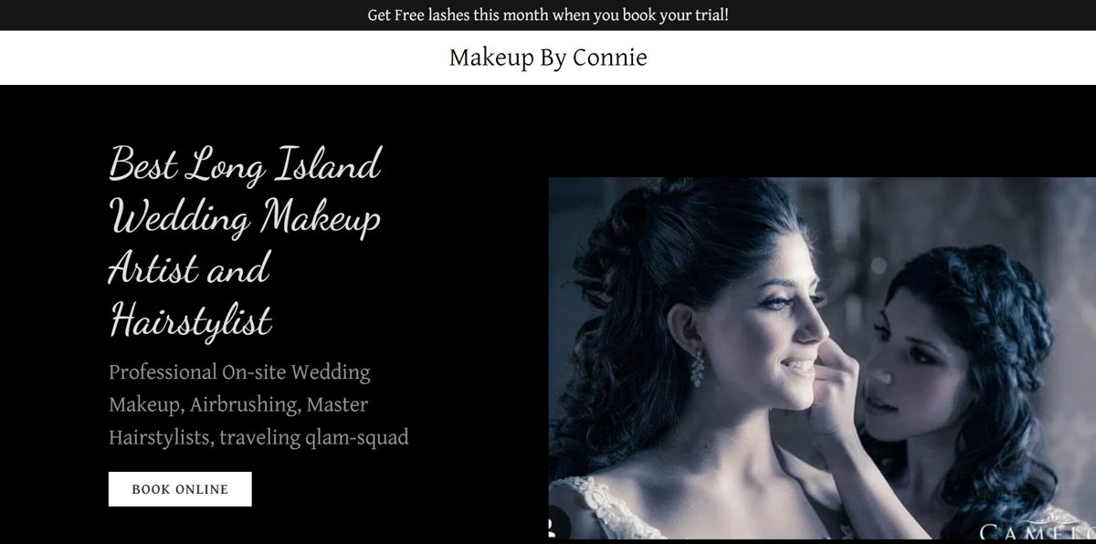Screenshot of Makeup By Connie, from the makeup artist websites collection.