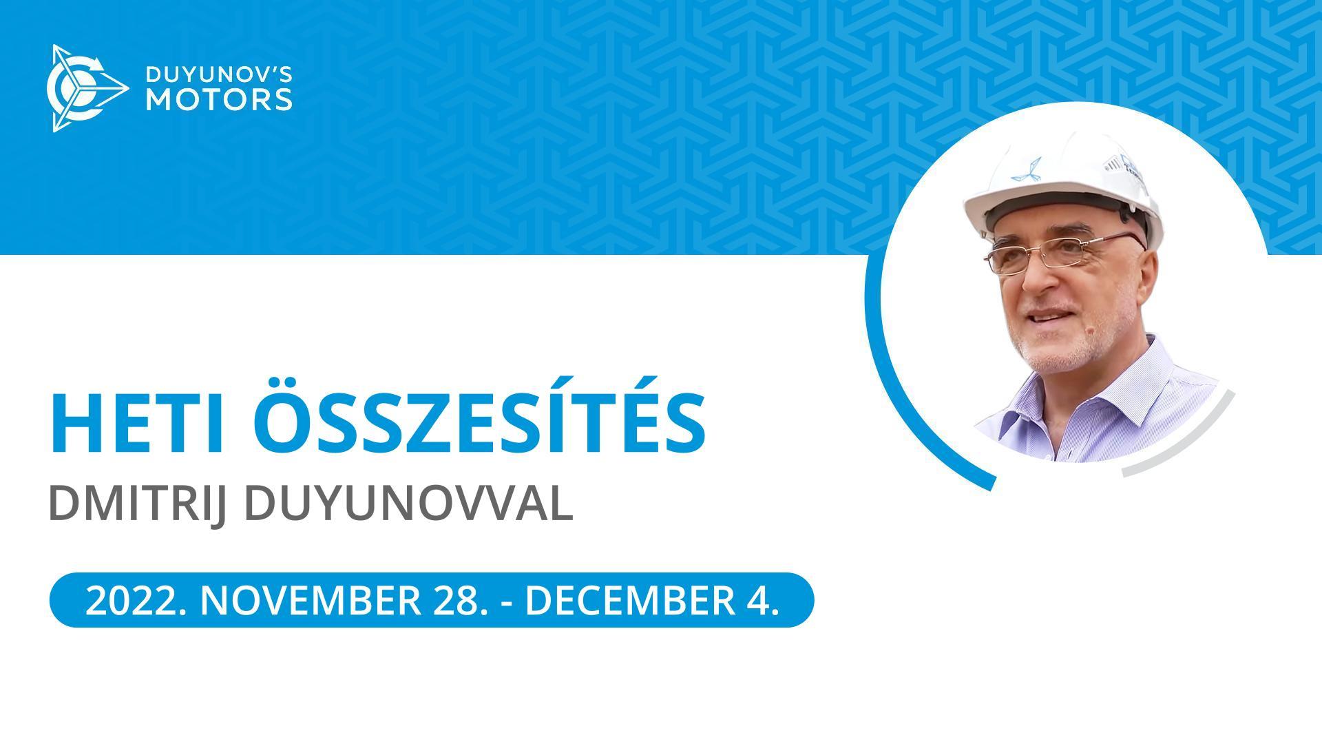 A Duyunov Motorok" projekt heti összesítője