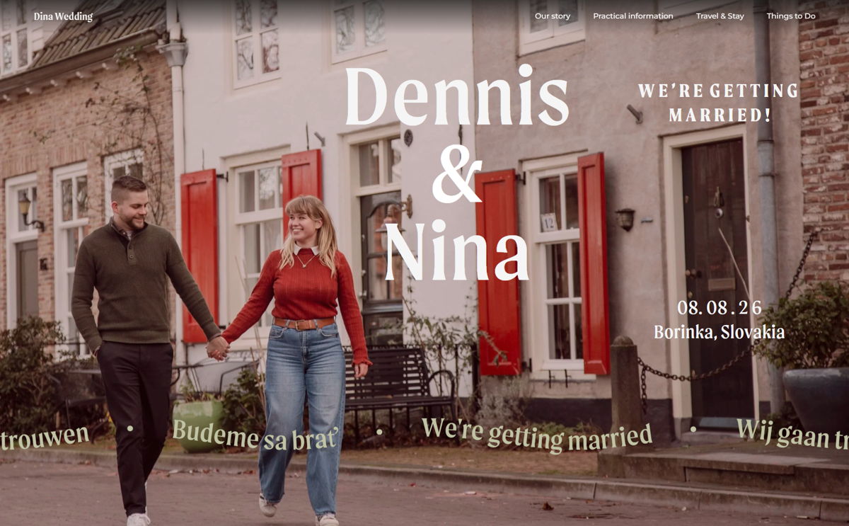 Screenshot of Dennis & Nina, from the wedding websites collection.