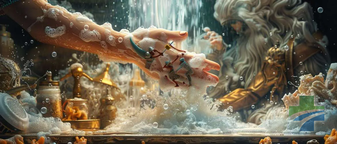 A fantastical handwashing journey depicted as an epic adventure.
