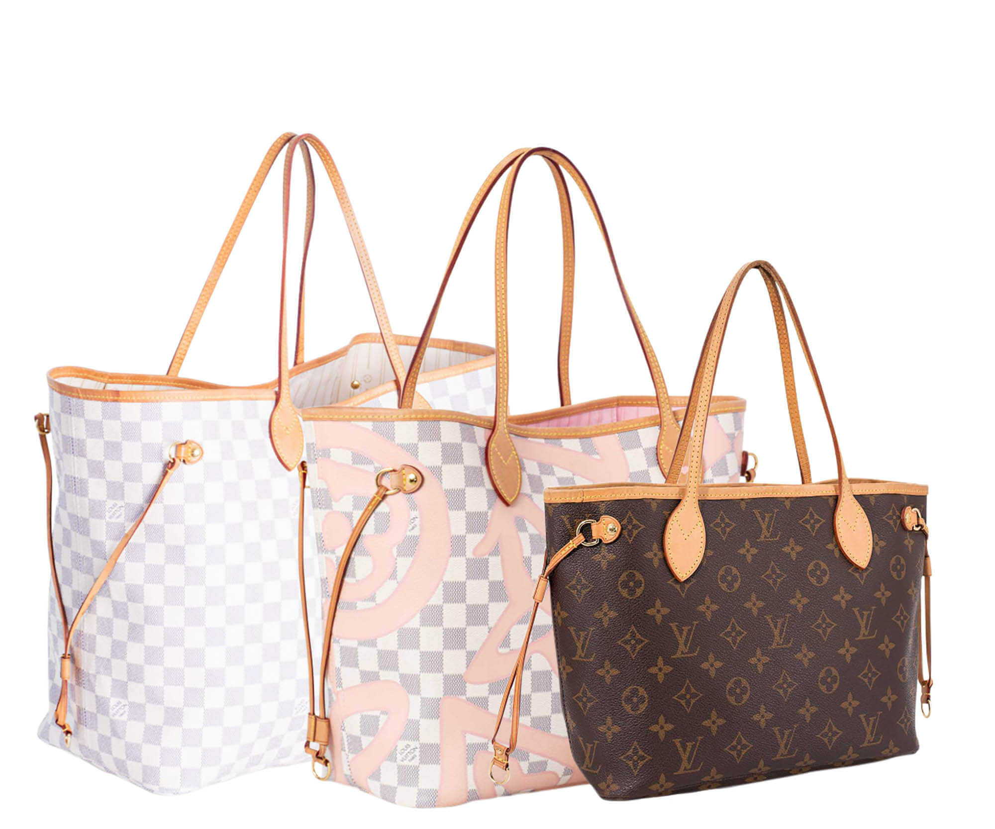 Different sizes of LV Neverfull bags