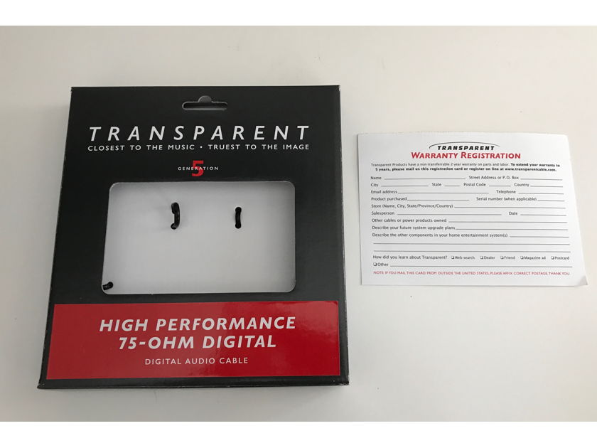 Transparent Audio High Performance Digital Link 75ohm - RCA - 1m - Certified