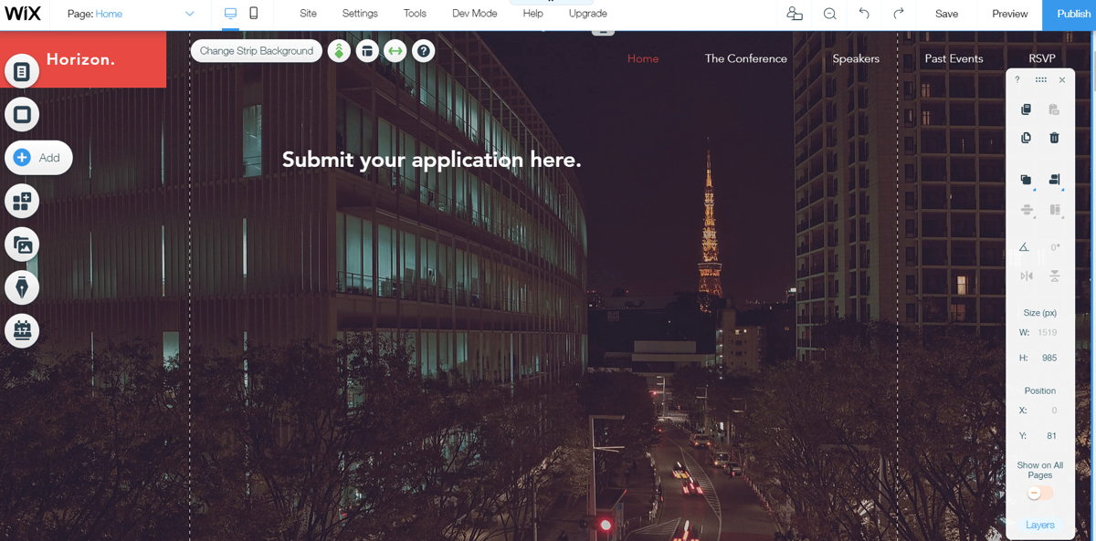 Wix Website Editor default screen Wix Website Editor default screen