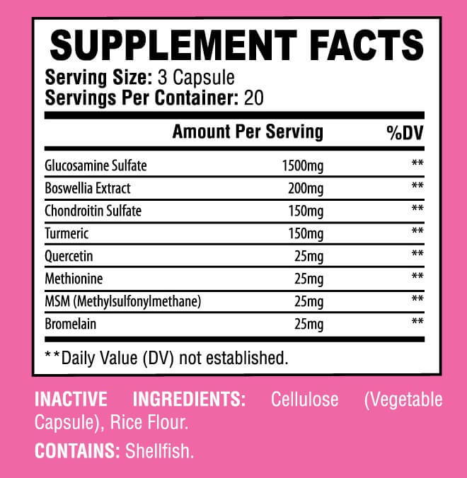 Healthy Joints Xena Nutrition Label ingredients composition 
