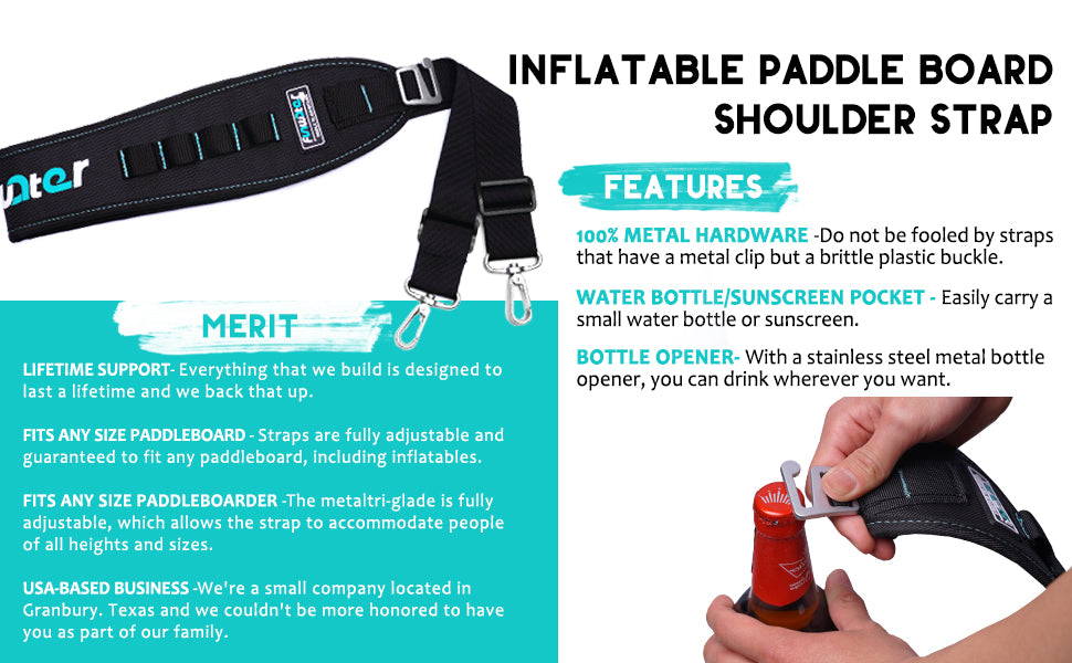 This strap is adjustable to fit any size paddle, and the metal buckle doubles as a bottle opener, among other benefits