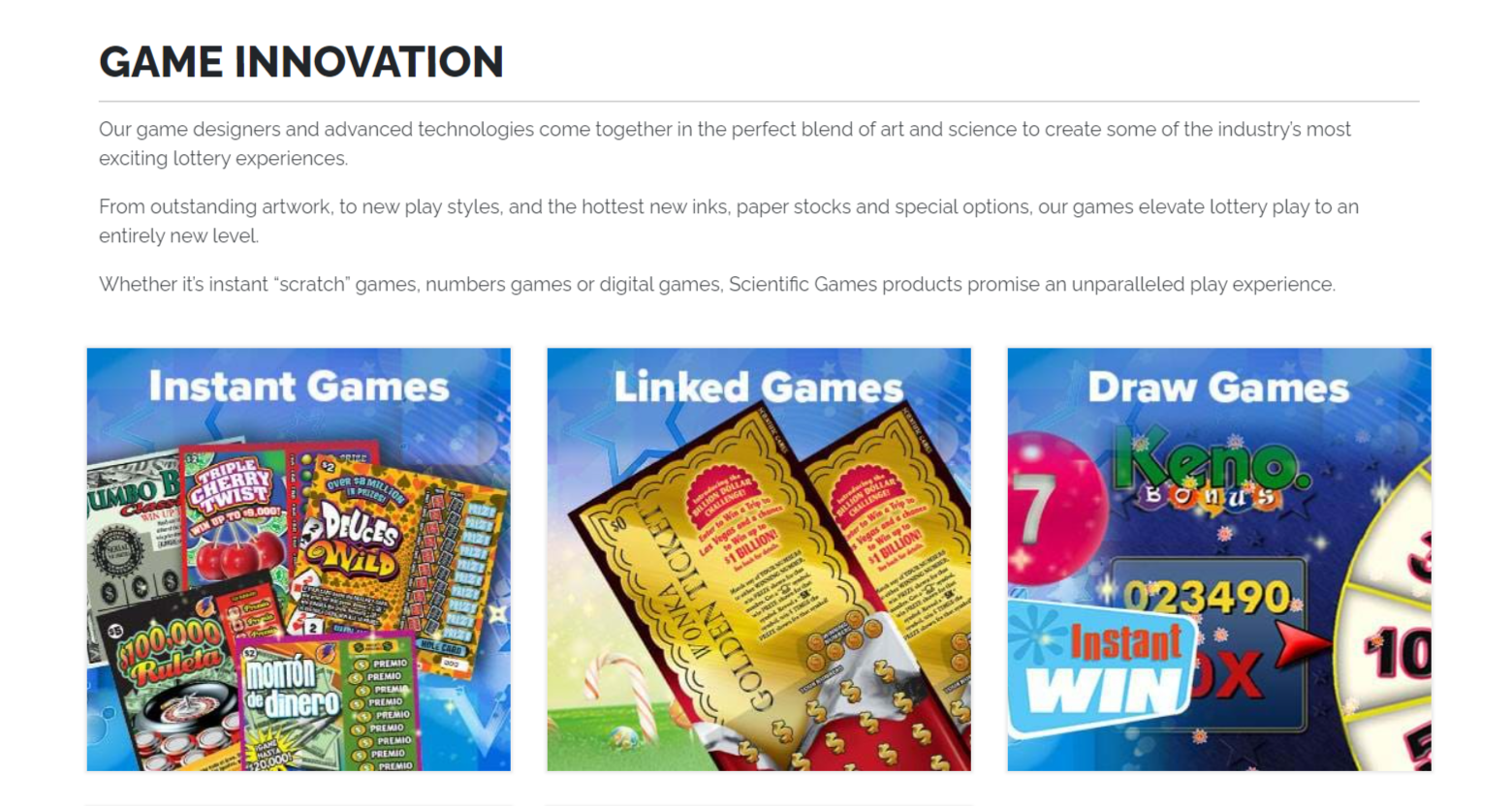 Scientific Games product / service