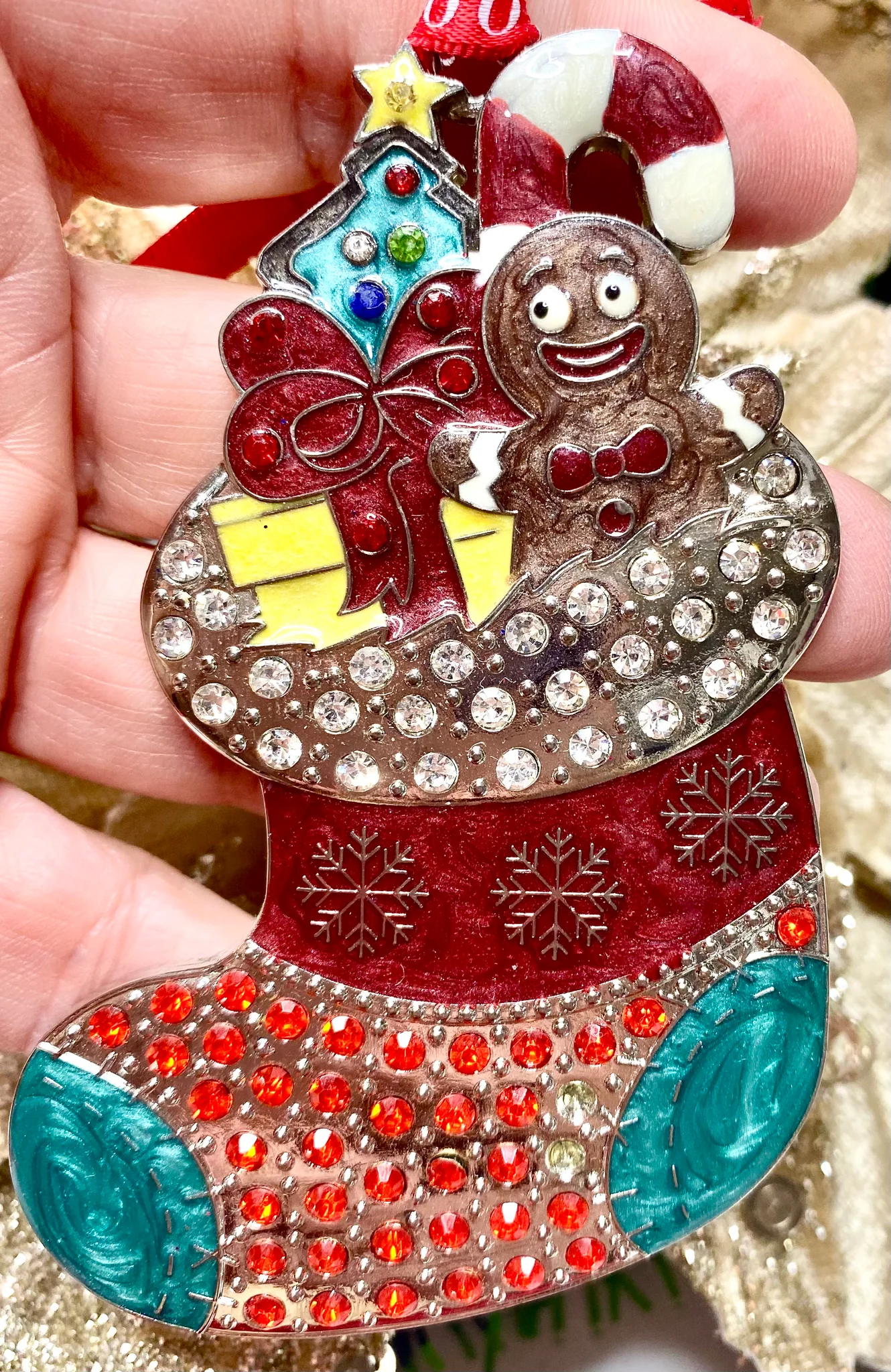 Baby’s First Christmas Crystal Bootie Hanging Decoration - Image 2