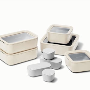 Glass Food Storage Containers with Lids / Color: Cream