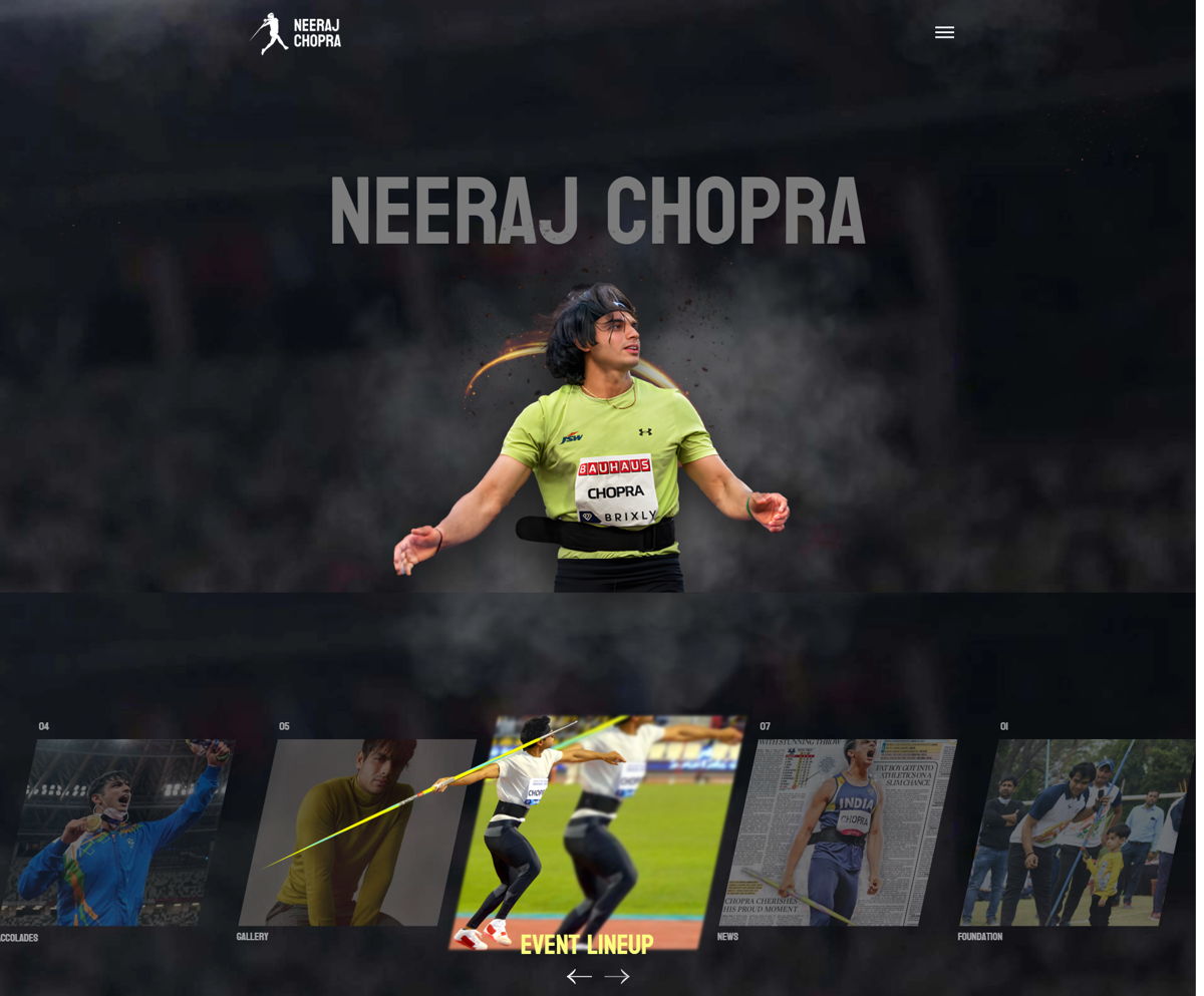 Screenshot of Neeraj Chopra, from the athlete websites collection.