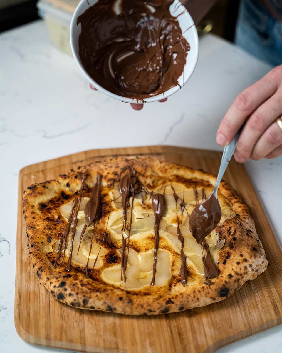 Nutella, Frangipane and Poached Pear Pizza Recipe by Ooni | Minimax