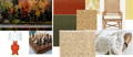 Fall interior design mood boards with fall colors and textures.
