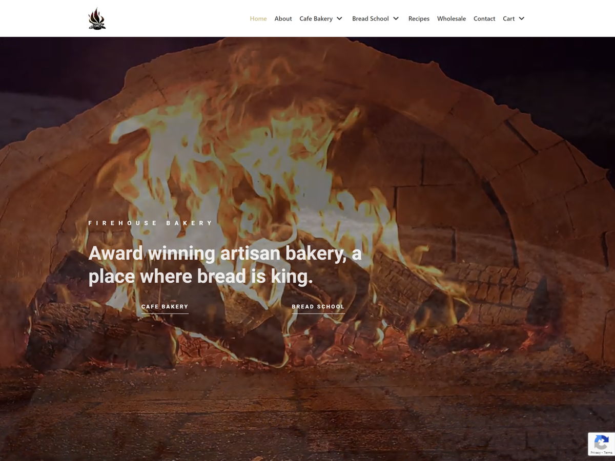 Screenshot of Firehouse Bakery, from the food websites collection.