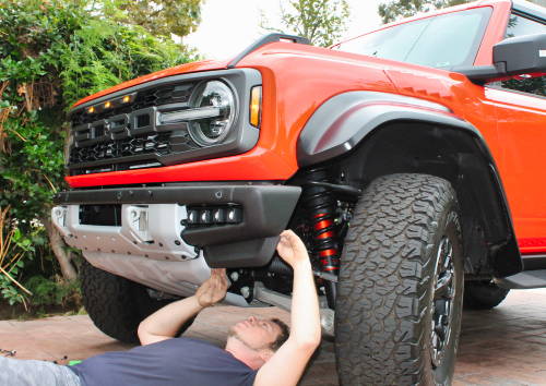 red ford bronco raptor fog light kit for off roading designed by mike owner of m&R automotive