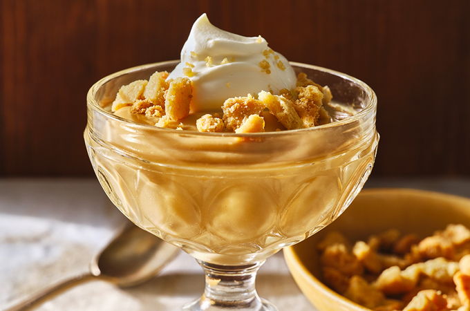 Maple Pudding, Crumble and Whipped Cream