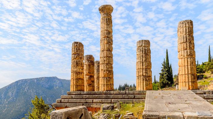 Today, what remains of the Temple of Apollo at Delphi is a collection of ruins and archaeological remnants