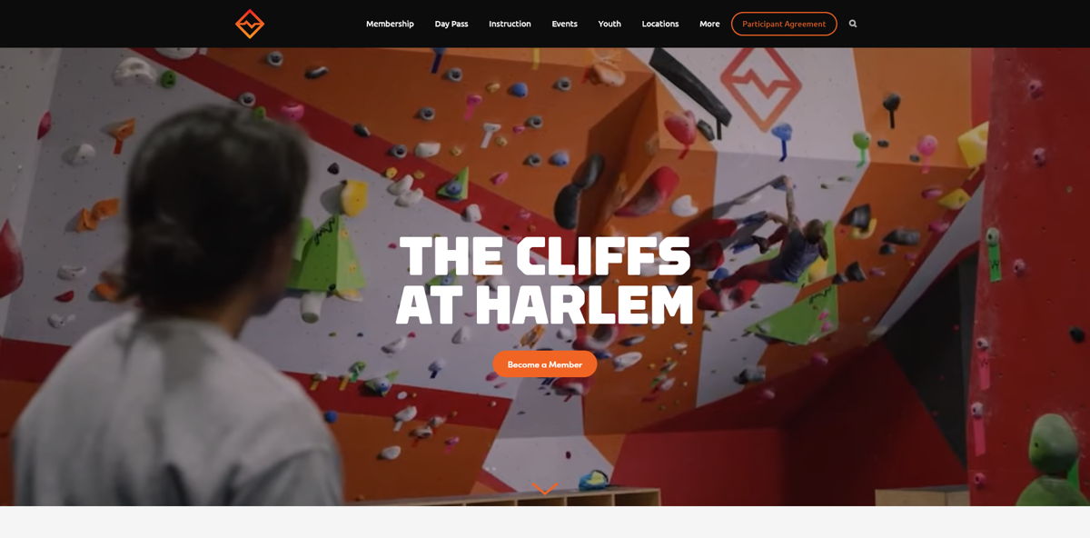 Screenshot of The Cliffs, from the squarespace fitness websites collection.