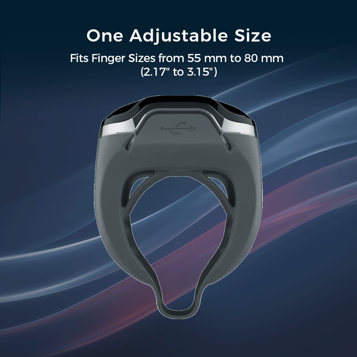 Wellue O2Ring-S flexible design fits any finger securely, slip-free and pinch-free