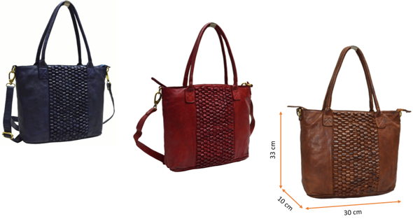 Washed Leather Handbag with Adjustable Shoulder Strap Style 926