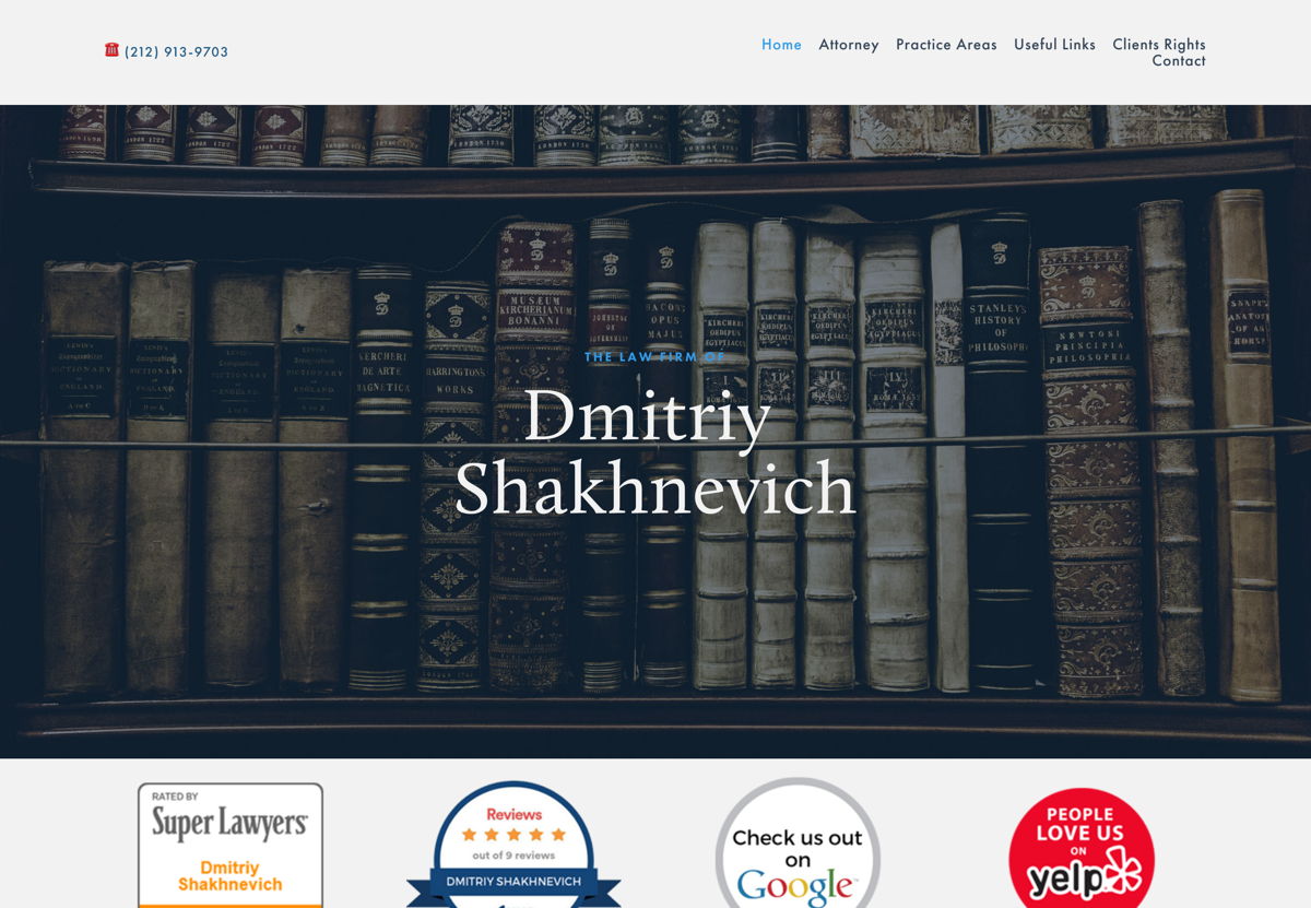 Screenshot of Dmitriy Shakhnevich, from the lawyer websites collection.