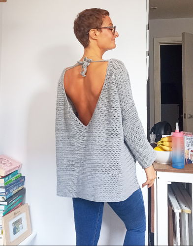 Suéter de crochê sem costas - padrão de crochê