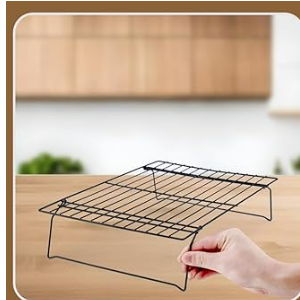 Cooling Rack for Baking 3 Tiers, 16" x 10" Cookie Cooling Wire Rack Stackable Collapsible Nonstick, Stainless Steel Baking Cooking Cooling Racks with Optimum Air Flow, Black