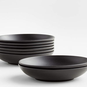 Craft Matte Black Stoneware Low Bowls, Set of 8 + Reviews | Crate & Barrel