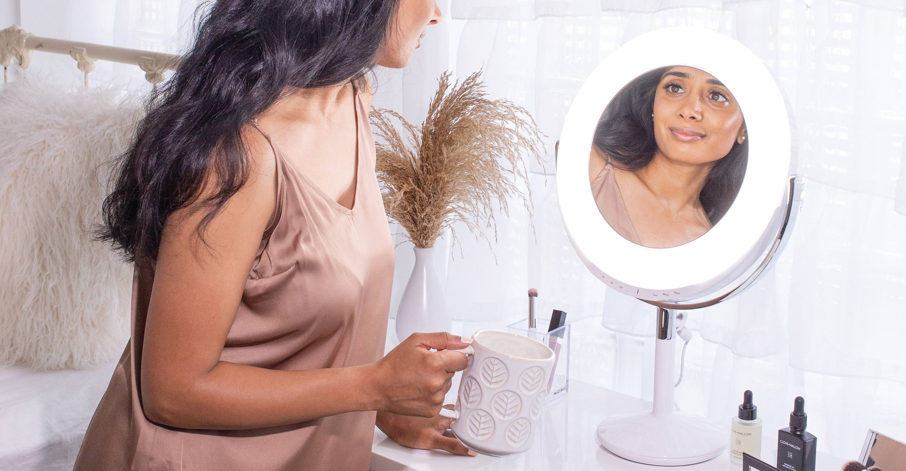 Ilios Lighting makeup mirror with light ring perfect for vanity with 1x and 5x magnified mirror 