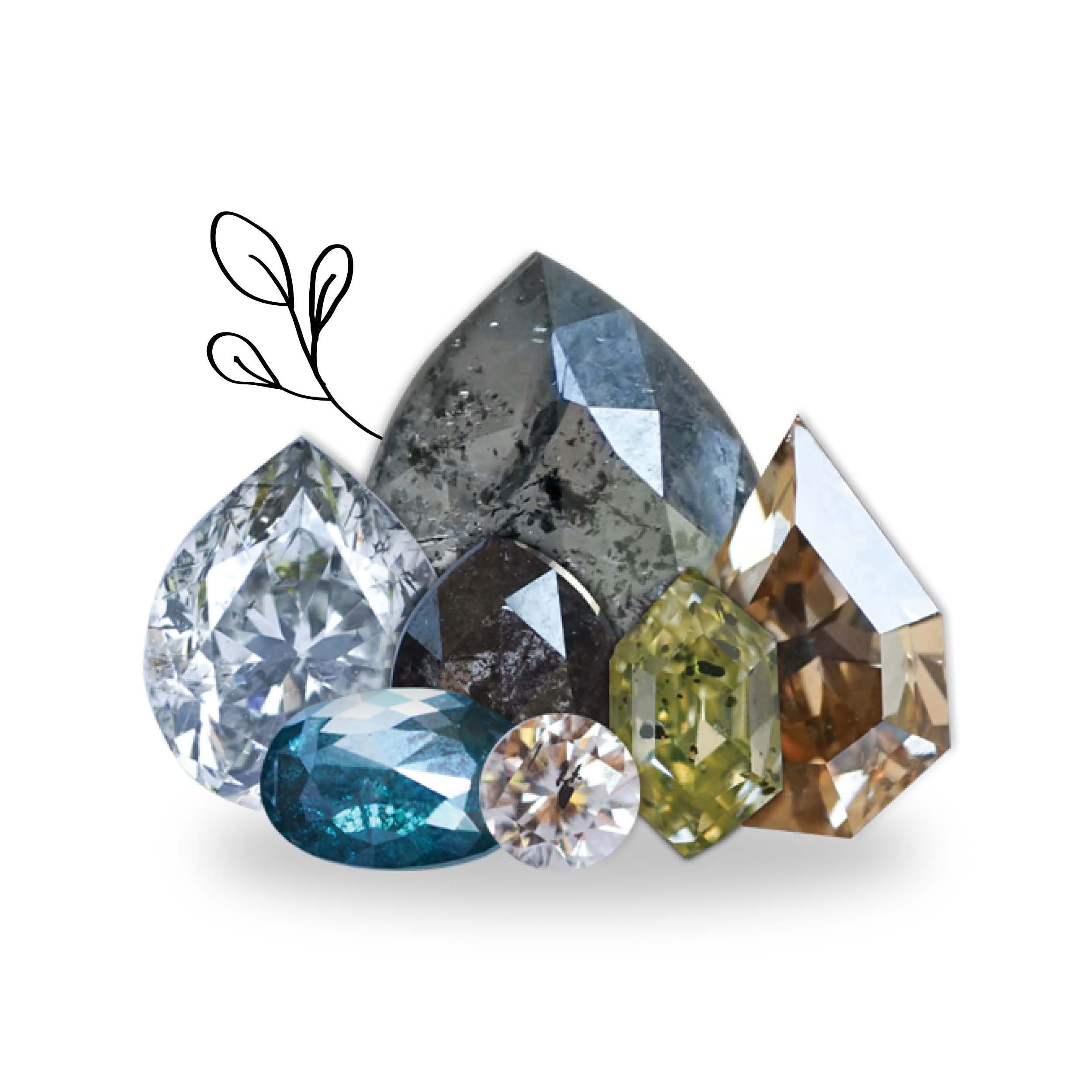 diamond stones in various colors