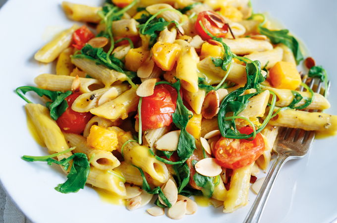 Whole Wheat Penne with Squash and Cheddar