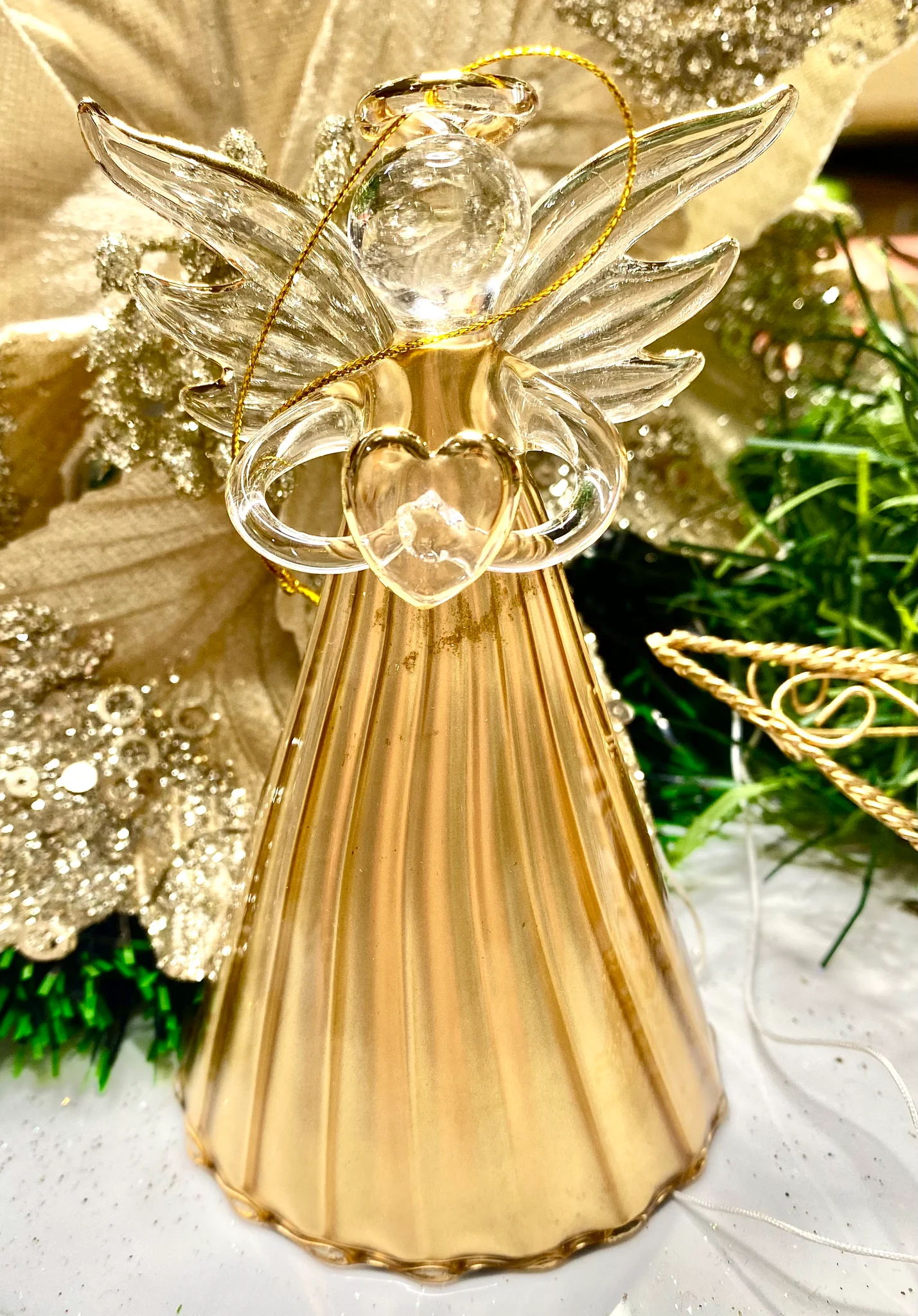 Gold Fluted Angel with Heart - Image 2