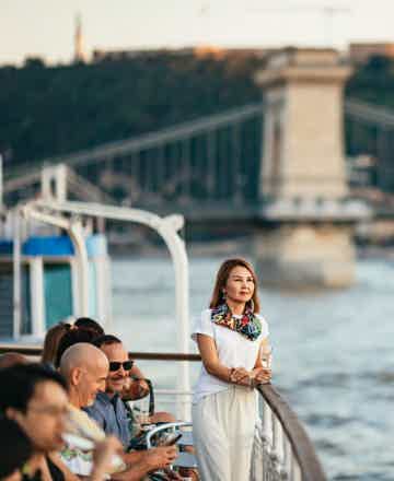 Head up to the open balconies of the boat