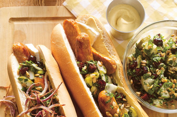 Hot Dogs with Cranberry and Pickle Persillade