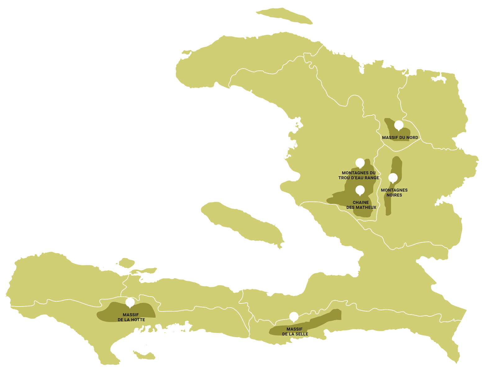 map from haiti with all coffee producing regions
